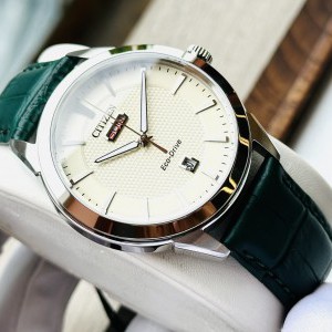 Đồng Hồ Nam Citizen  Eco-Drive Rolan Ivory Dial Leather Strap AW0090-11Z